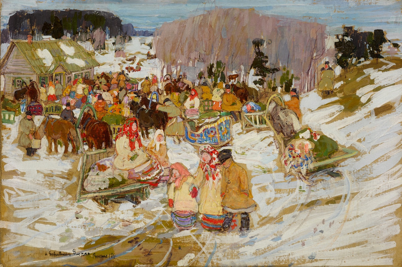 Snowy Day in a Russian Village by Leon Gaspard