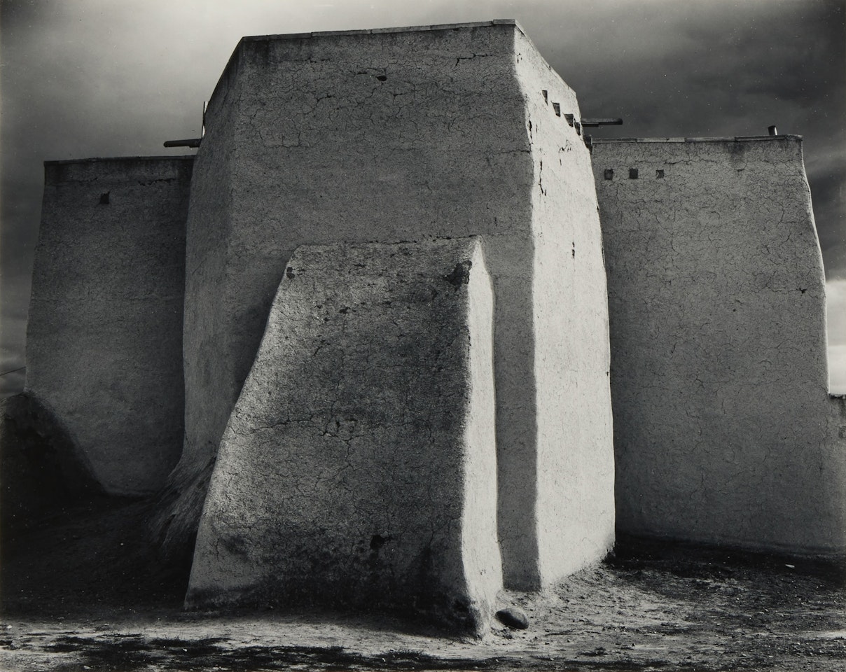 Ranchos de Taos, Rear of Church, Storm by Ansel Adams