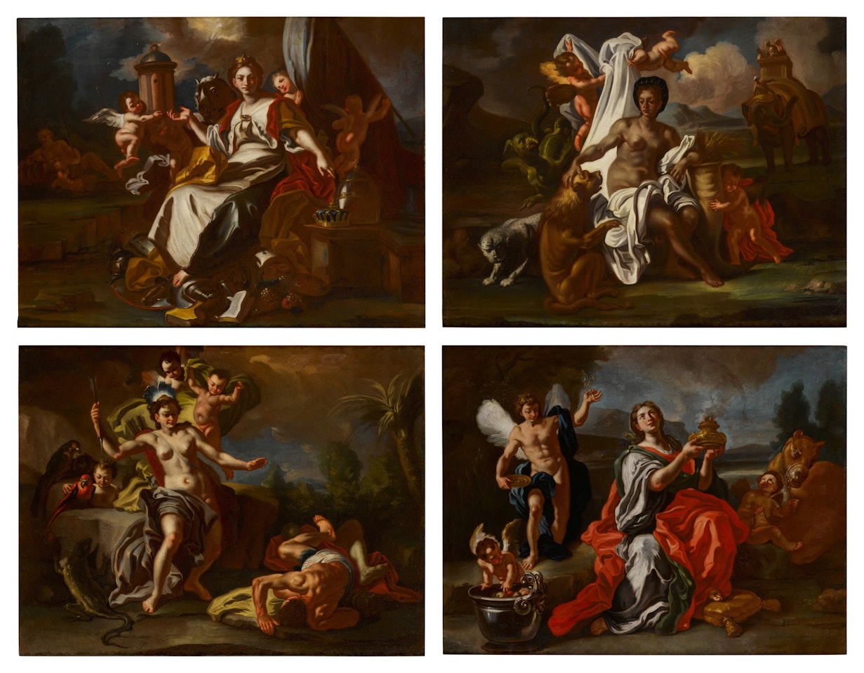 Allegories of the Four Continents: Africa, America, Asia, and Europe by Francesco Solimena