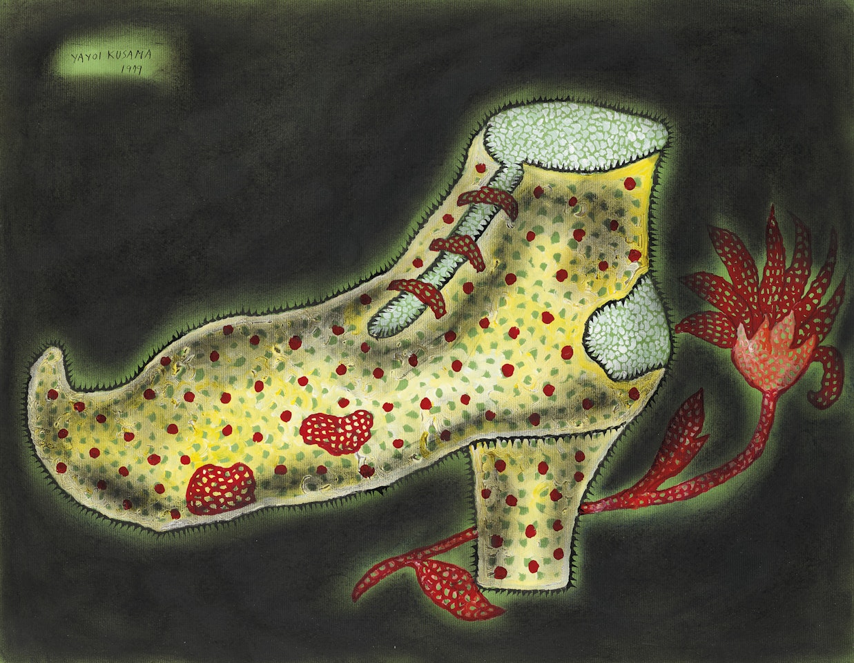 Red Flower and a Shoe by Yayoi Kusama