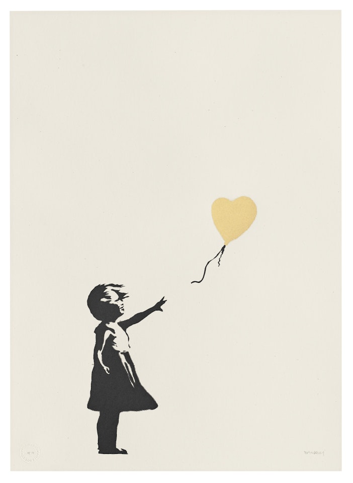 Girl with Balloon - Colour AP (Gold) by Banksy