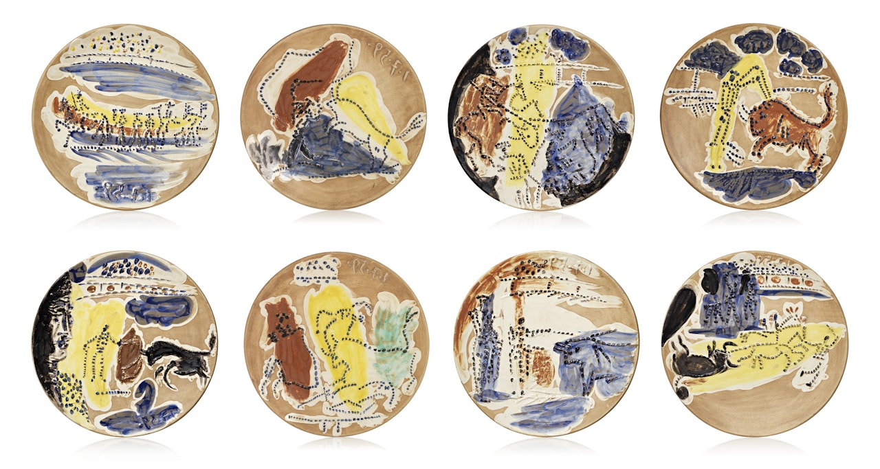 Service scènes de corrida (set of 8 plates) (A.R. 416 - 423) by Pablo Picasso