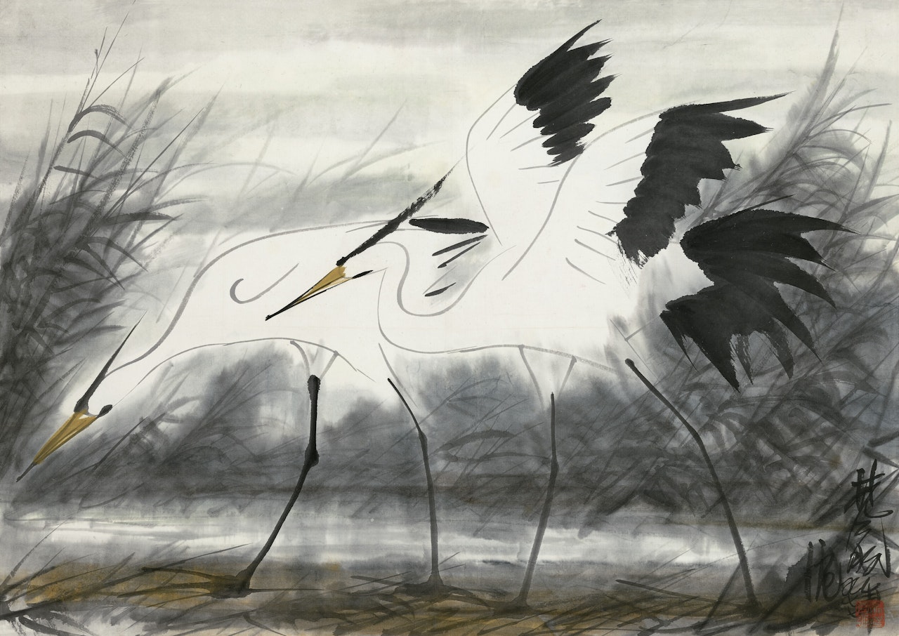Egrets by Lin Fengmian