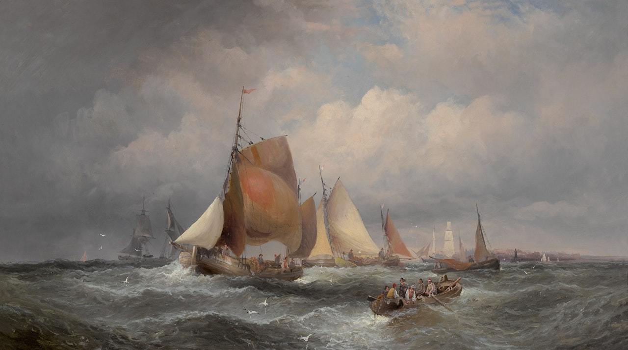 French Fishing Boats in The English Channel by Edward William Cooke