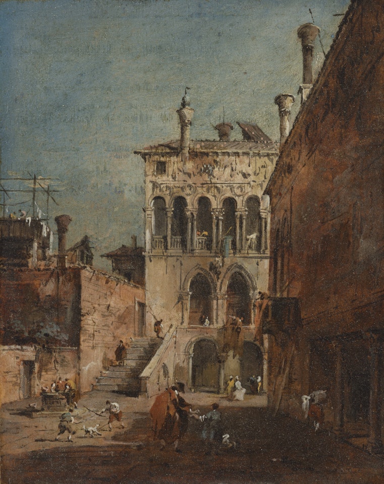 An architectural capriccio with a campiello by Francesco Guardi