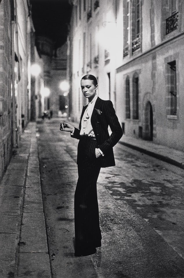 Yves Saint Laurent, "Rue Aubriot", Vogue, Paris by Helmut Newton