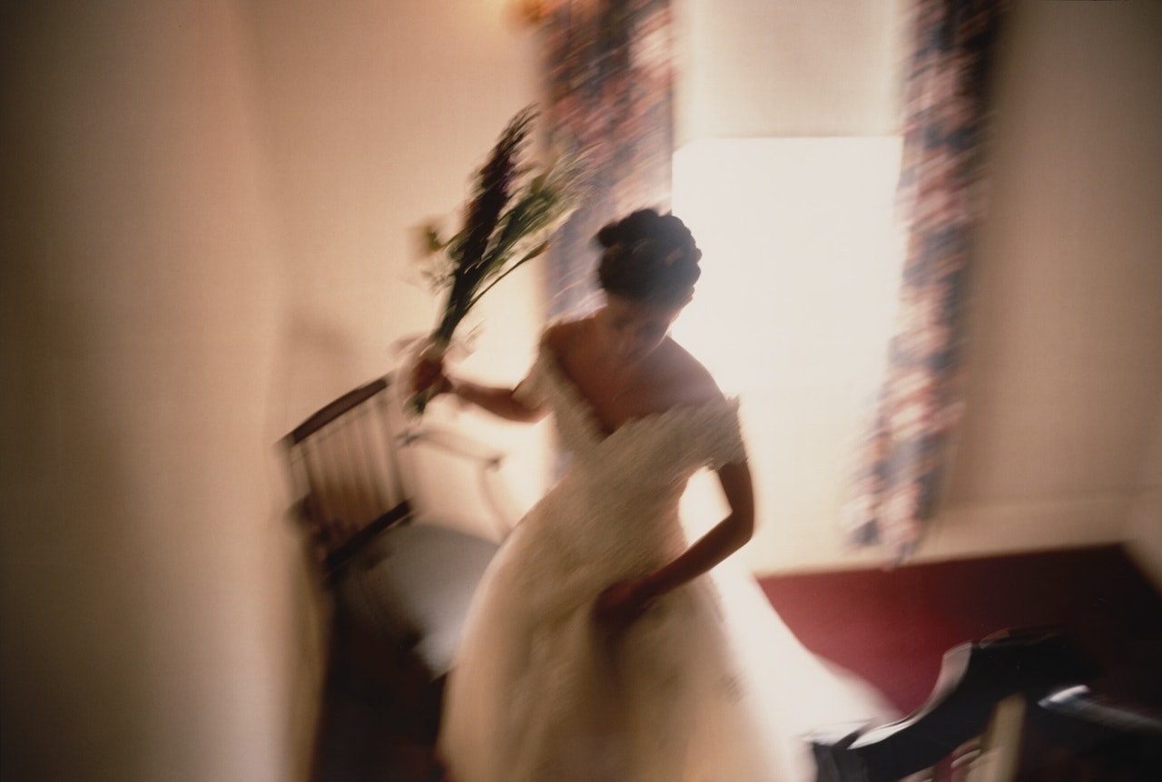Kimberly as a bride, Rockport, MA by Nan Goldin