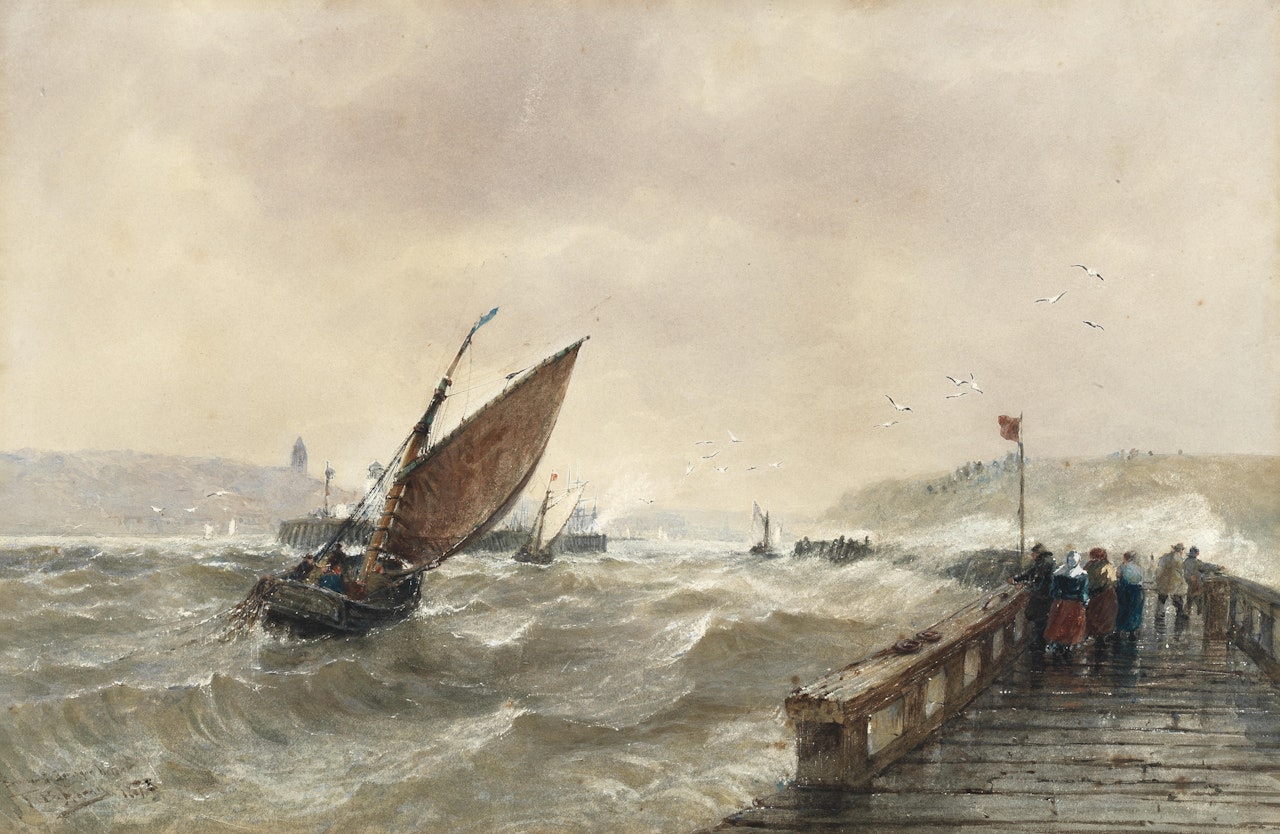 The entrance to Boulogne Harbour by Thomas Bush Hardy