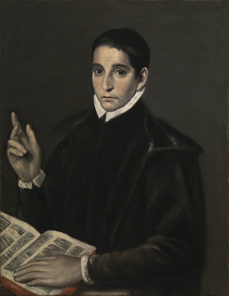 Portrait of a young man, traditionally identified as Saint Aloysius (Luigi) Gonzaga (-1591), half-length, with a book by El Greco