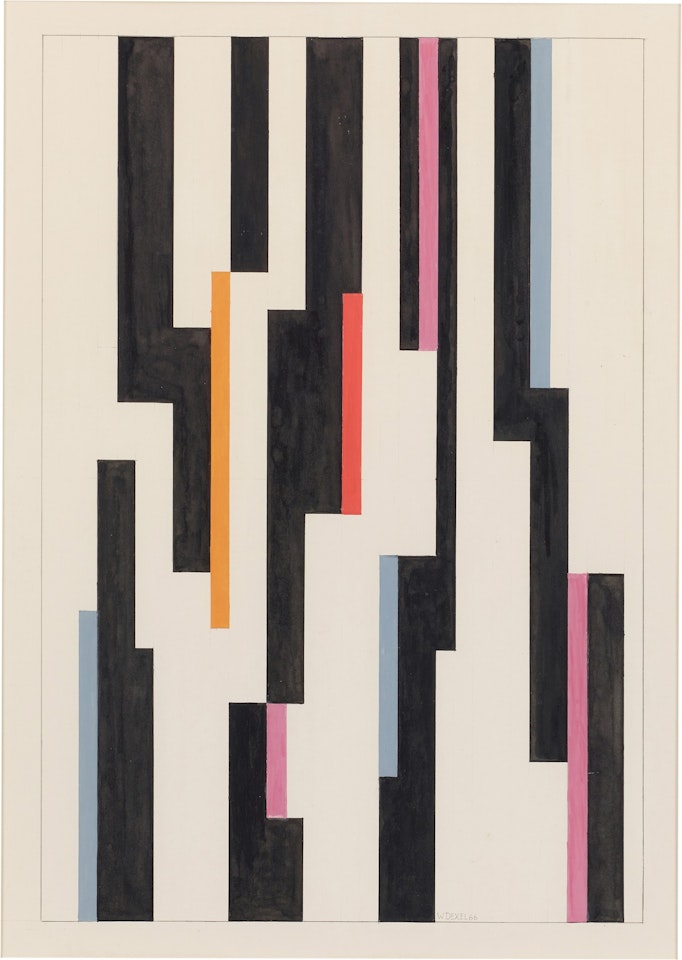Komposition mit schwarzer Senkrechte (Composition with Black Perpendicular) by Walter Dexel