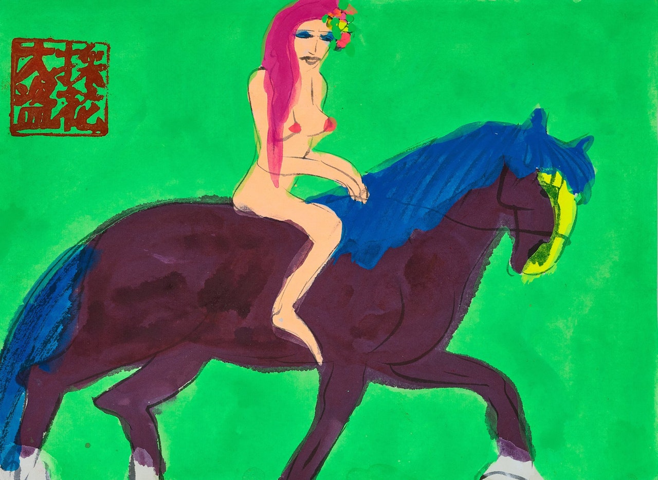 Lady riding a horse by Walasse Ting