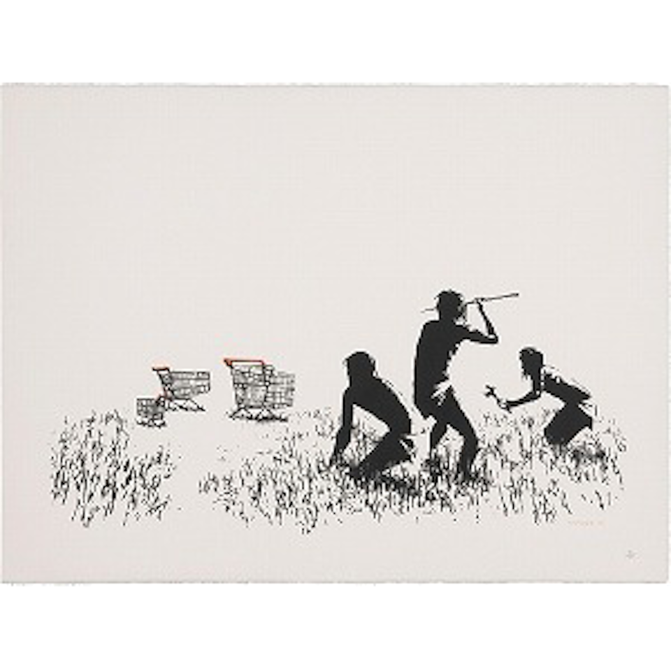 Trolleys (B&W) by Banksy