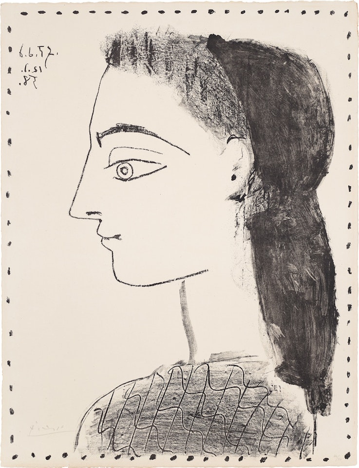 Jacqueline au mouchoir noir (Jacqueline with a Black Kerchief) (Bl. 873, M.316) by Pablo Picasso