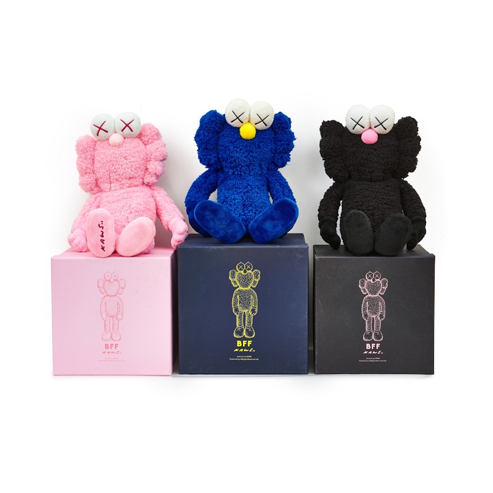 BFF Plush (Black & Pink & Blue) (Three Works) | BFF絨毛玩偶（黑、粉紅、藍) by Kaws