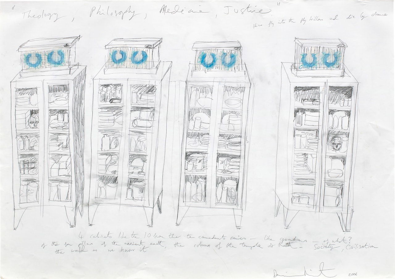 Drawing for Theology, Philosophy, Medicine, Justice by Damien Hirst