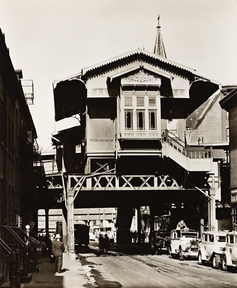 "El" Station, 9th Avenue Line, Christopher Street by Berenice Abbott