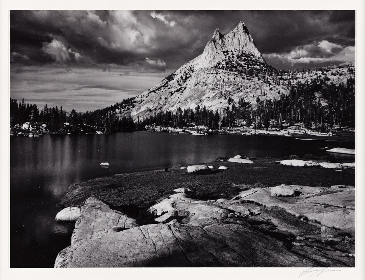 Cathedral Peak and Lake, Yosemite National Park, California by Ansel Adams