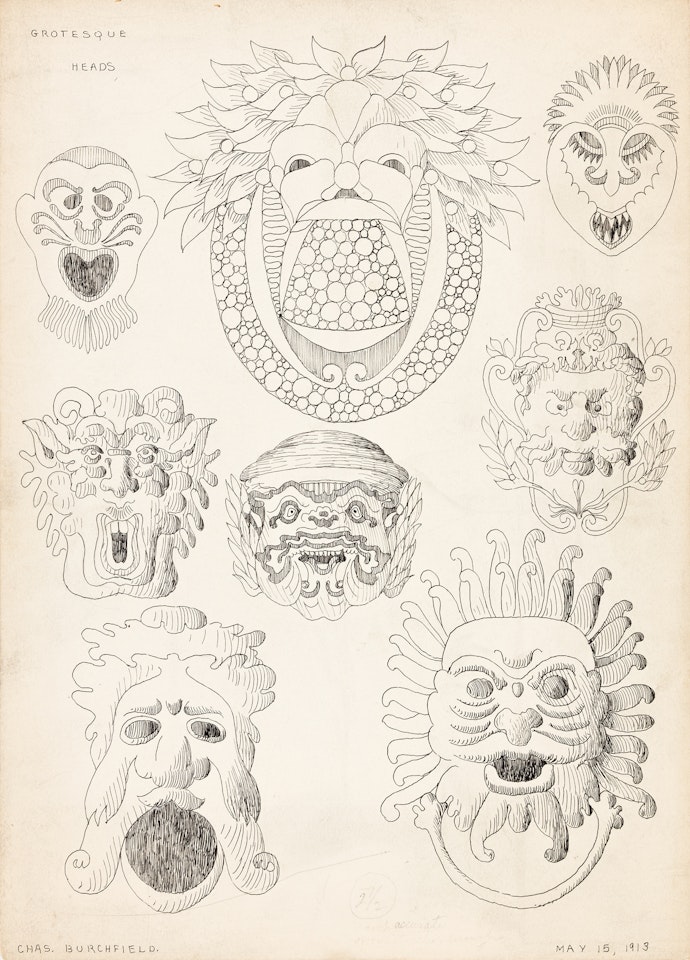 Sheet of Studies with Lions and Dragons by Charles Burchfield