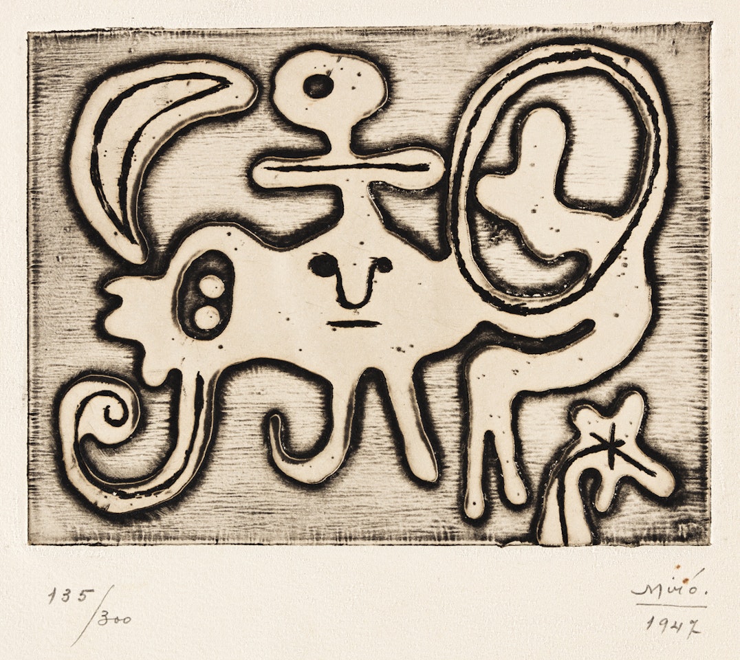 Femme et Oiseau devant la Lune by Joan Miró