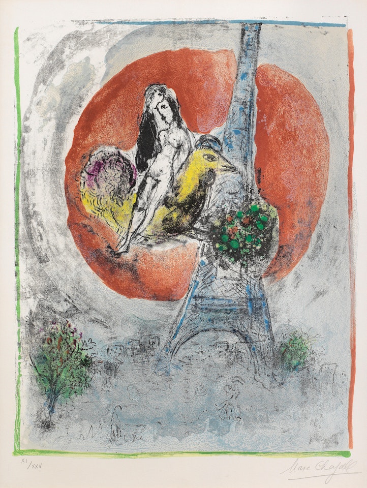 Les Amoureux de la Tour Eiffel by Marc Chagall