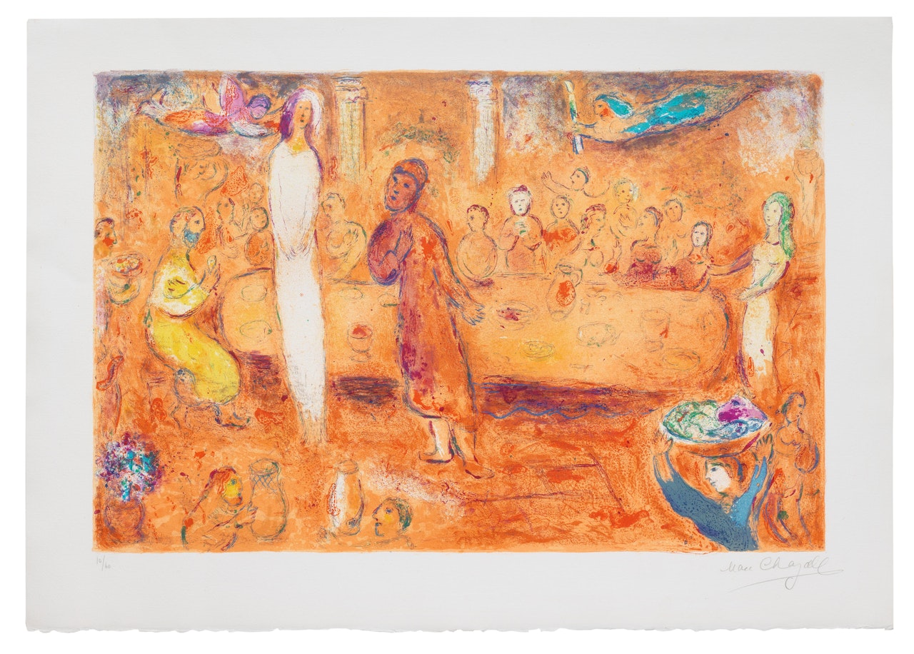 Mégaclès reconnait sa Fille pendant le Festin, from Daphnis et Chloé by Marc Chagall