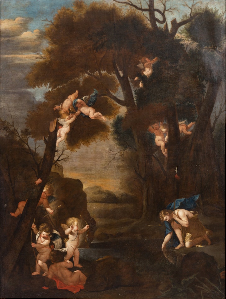 Landscape with Narcissus by Roman School