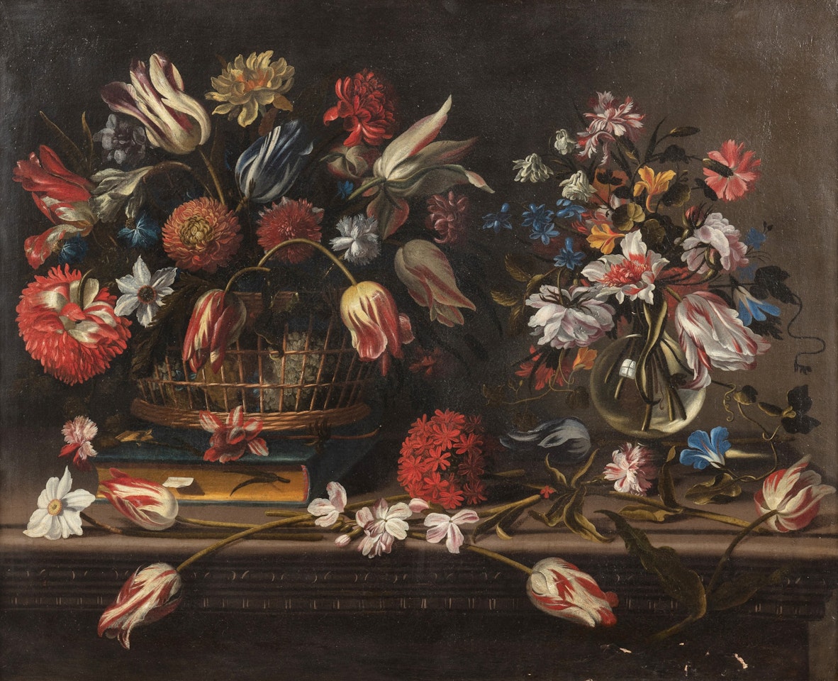 Still life with bouquet of flowers by Spanish School