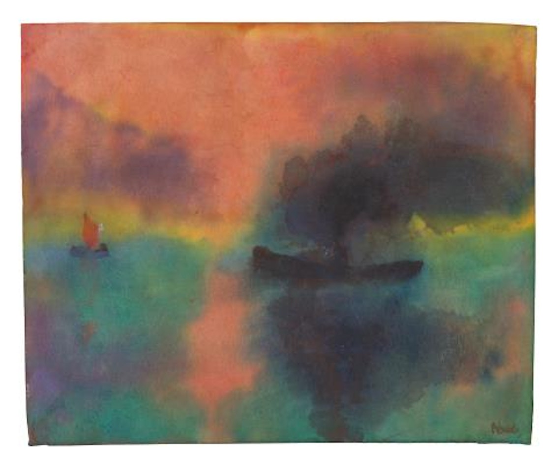 Seascape with Steamer and Sailboat by Emil Nolde