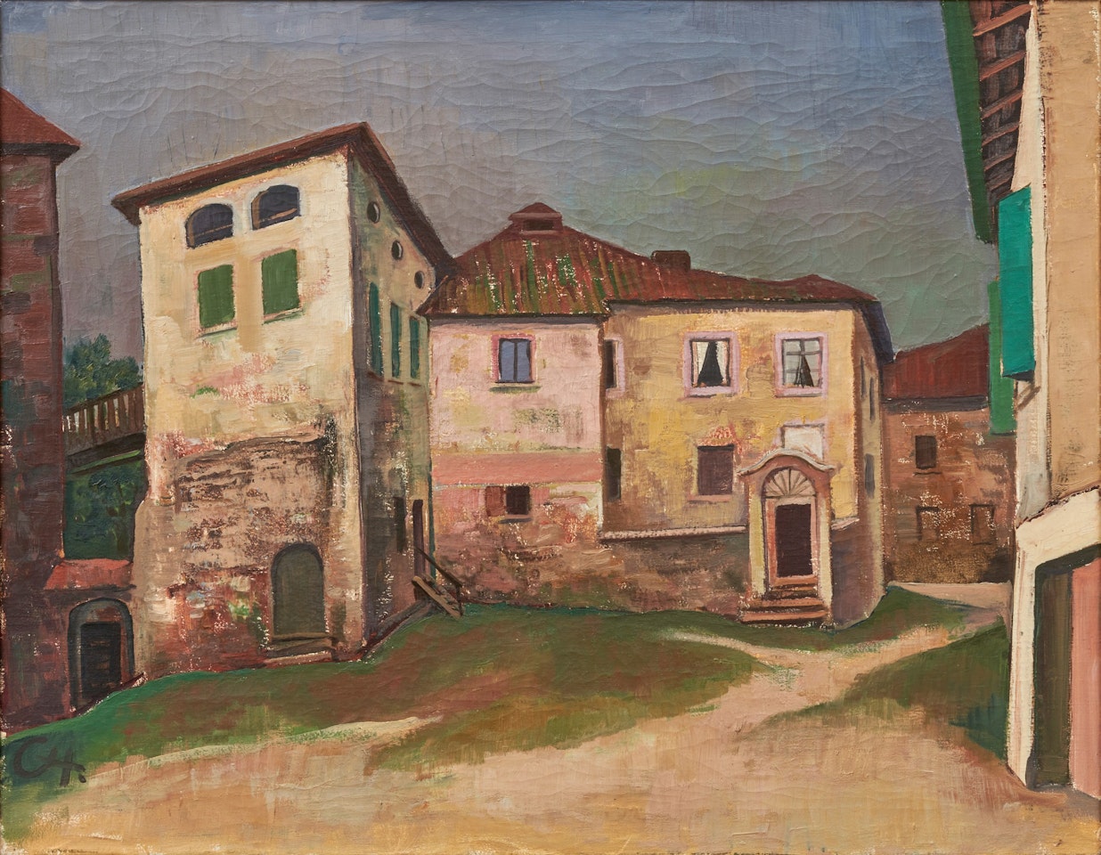 Häuser in Carona (Blick aus der Villa von Meret Oppenheim) by Karl Hofer
