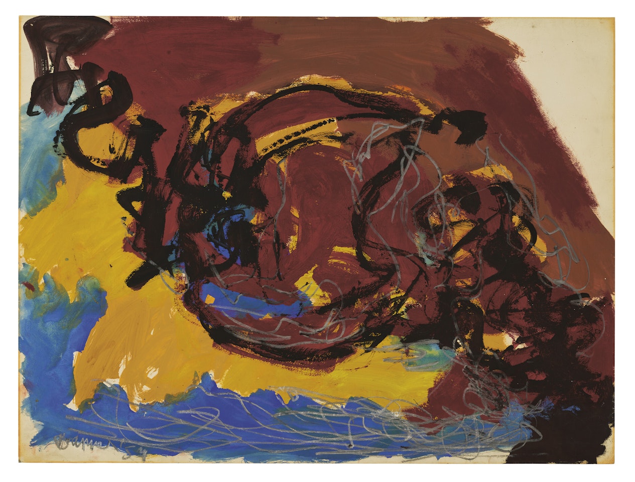 Red Animals Over the Yellow Beach by Karel Appel