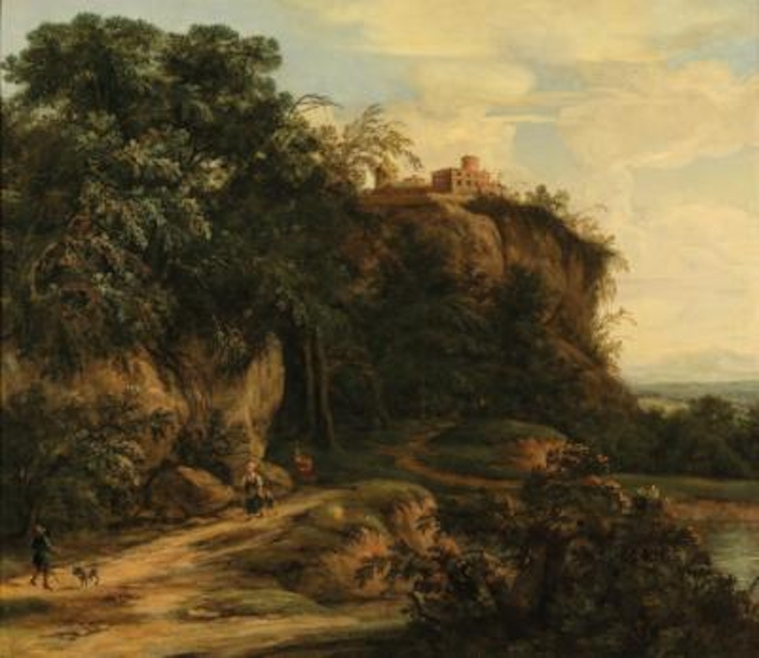 A rocky southern landscape with travellers by Jan Both