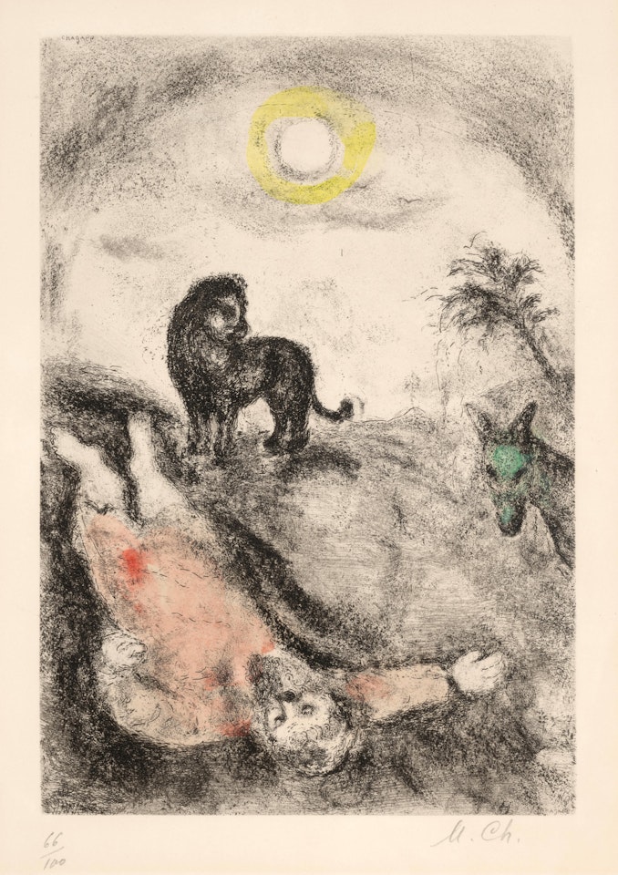 Prophète tué par un lion, from La Bible by Marc Chagall