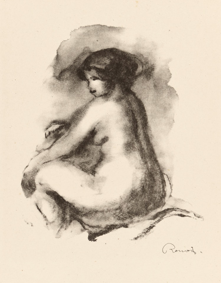 Lithograph on wove paper, with signature in the stone, from the total edition of 1000 (50 were on Japan paper), published/printed by Ambroise Vollard/Auguste Clot, Paris, 1919, with the Henri M. Petiet H.M.P. oval inkstamp (Lugt 5031) on verso, with full margins. by Pierre-Auguste Renoir