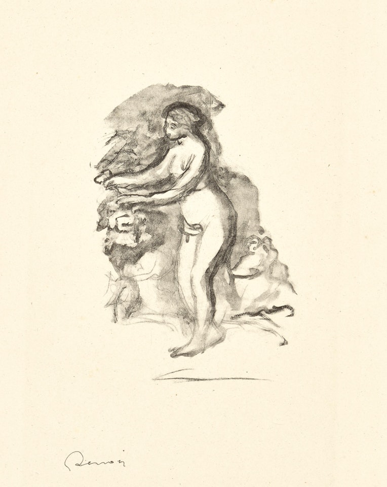 Lithograph on wove paper, with signature in the stone, from the total edition of 1000 (50 were on Japan paper), published/printed by Ambroise Vollard/Auguste Clot, Paris,1919, with the Henri M. Petiet H.M.P. oval inkstamp (Lugt 5031) on verso, with full margins. by Pierre-Auguste Renoir