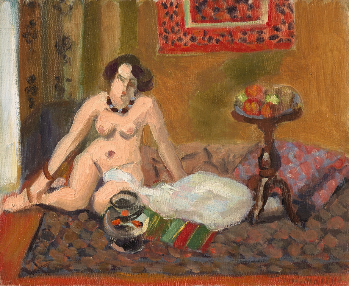 Nu accroupi près d'un aquarium (Nu aux poissons rouges) by Henri Matisse