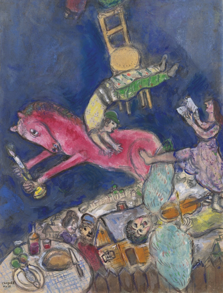 Esquisse pour Le cheval rouge by Marc Chagall