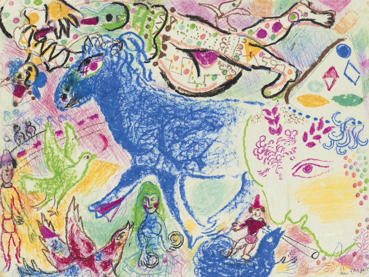 Clown et cheval bleu by Marc Chagall