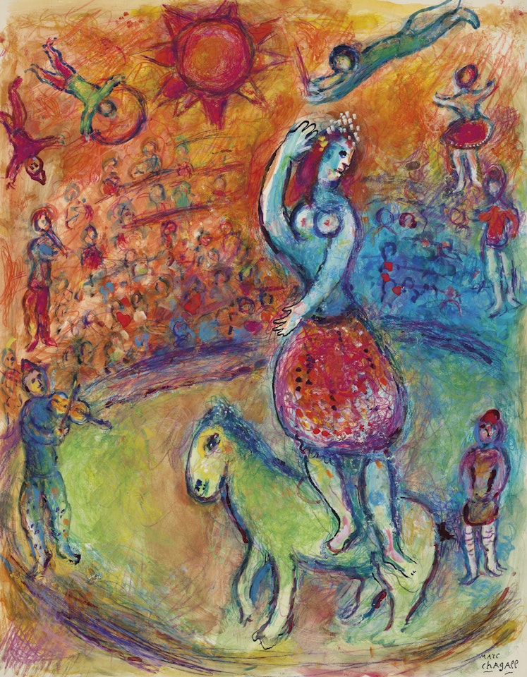 Ecuyère sur cheval vert au cirque by Marc Chagall