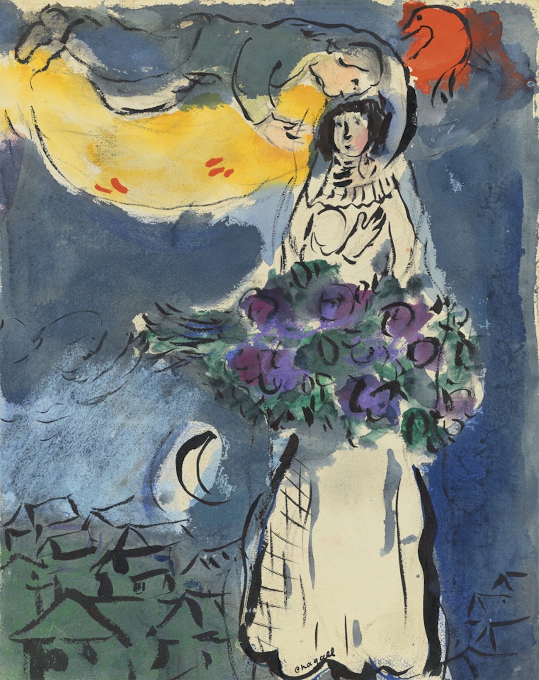 Etude pour Le soleil rouge by Marc Chagall