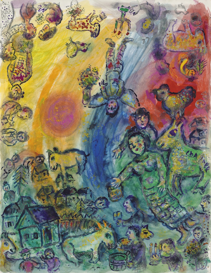 Fête autour de l'arc en ciel by Marc Chagall