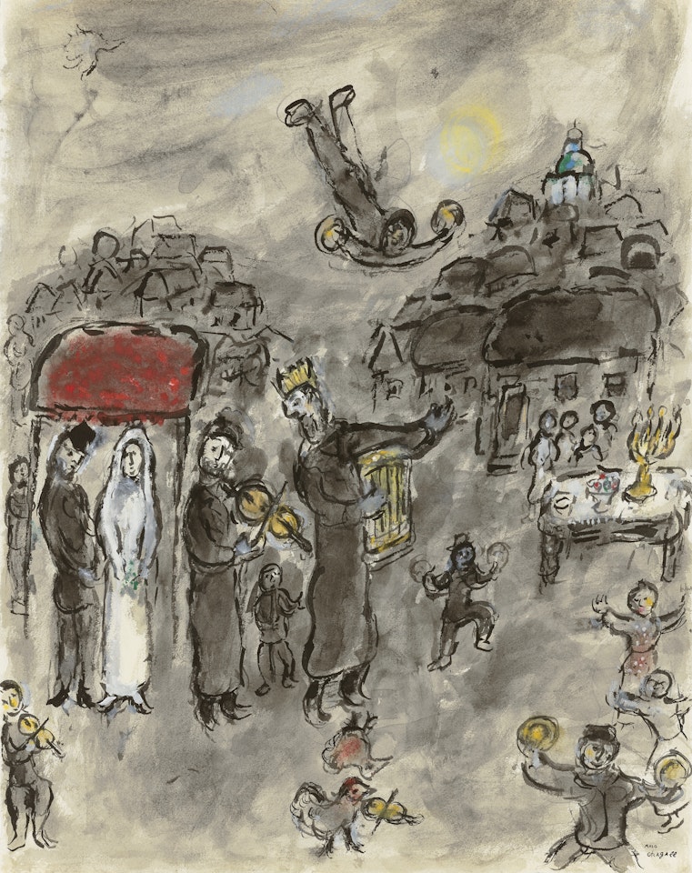 Les mariés guidés par le roi David by Marc Chagall