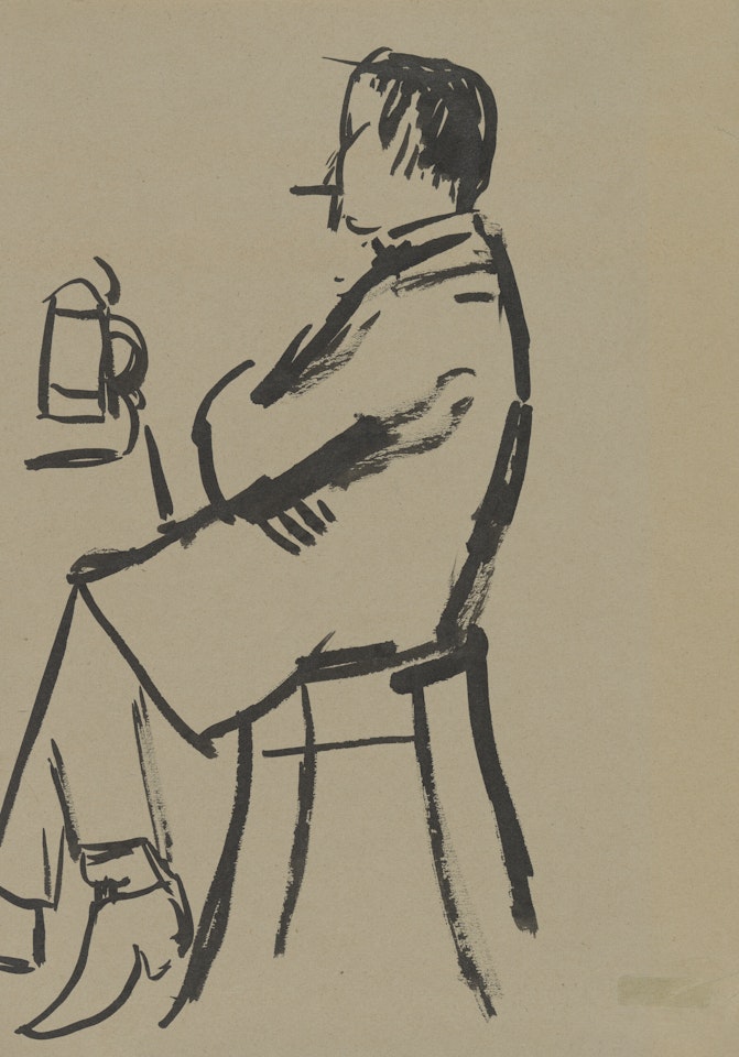 Mann am Biertisch by Gabriele Münter