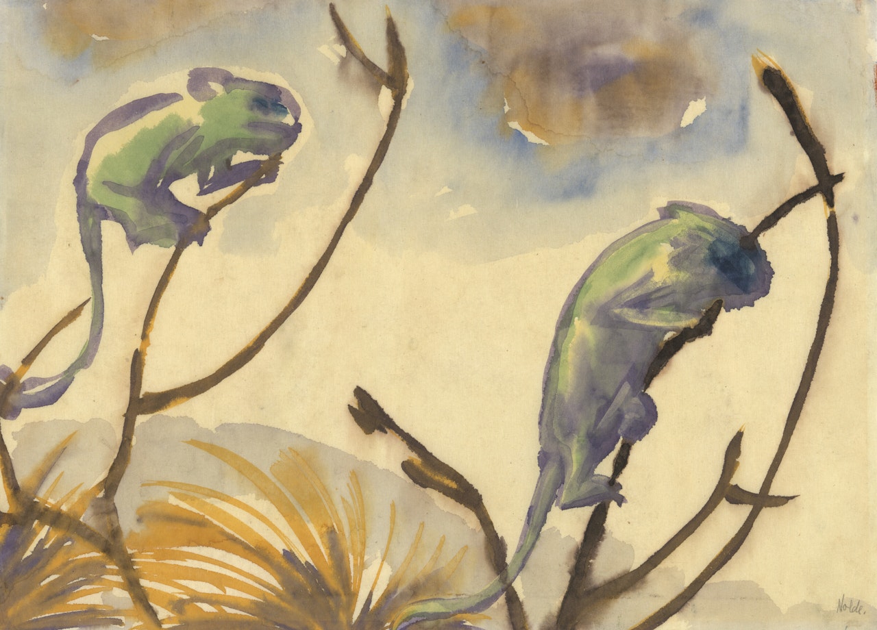 Zwei Chameleon im Aquareich by Emil Nolde