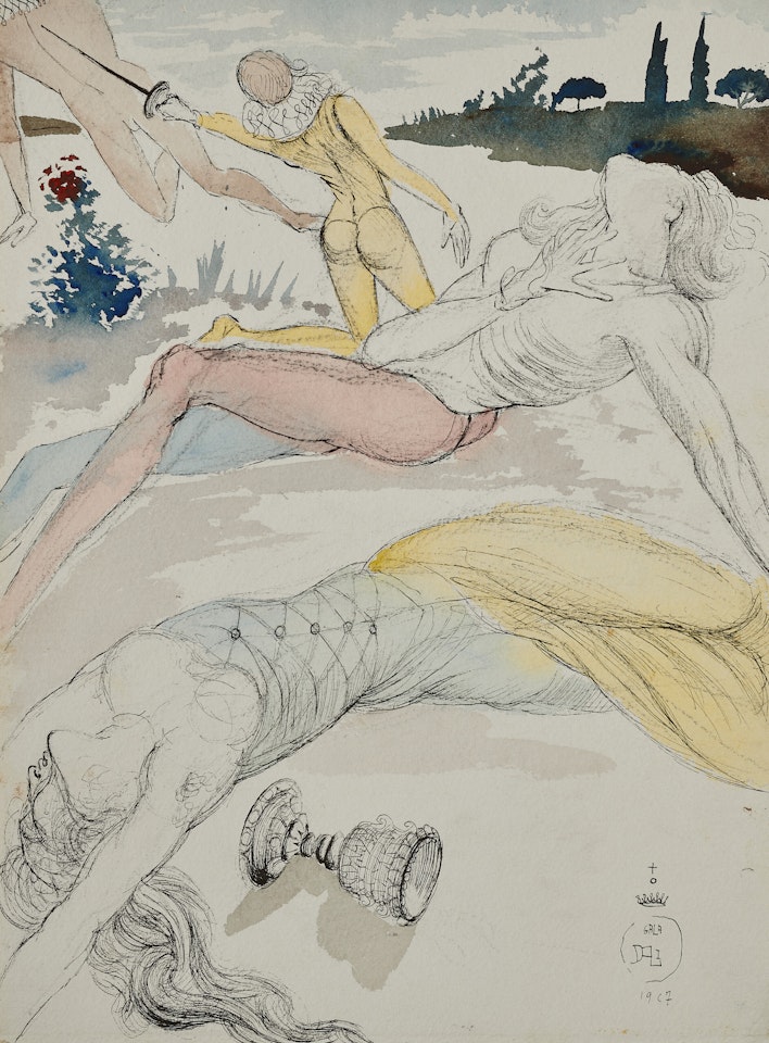 Scène finale, la Reine empoisonnée, Laertes agonisant et Hamlet tuant le Roi (Hamlet; Acte V; scène 2) by Salvador Dali
