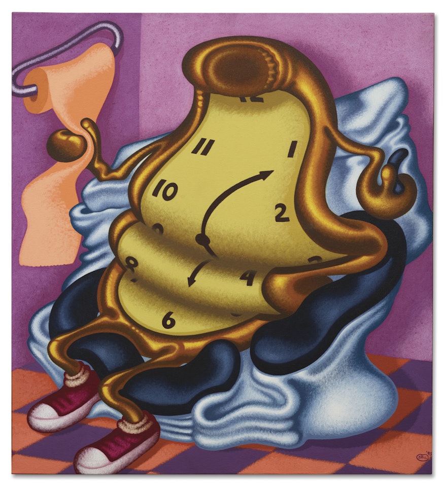 Soft watch in a toilet by Peter Saul