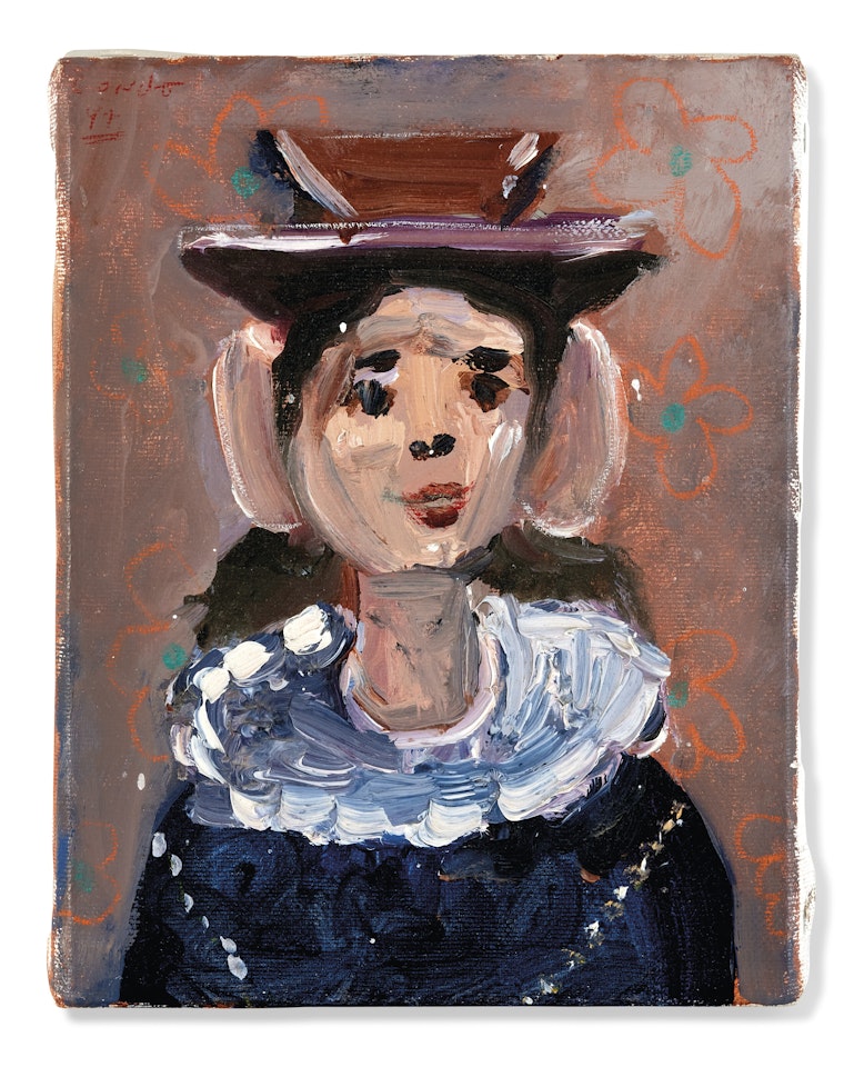 The Little harlequin of orange Flowers by George Condo