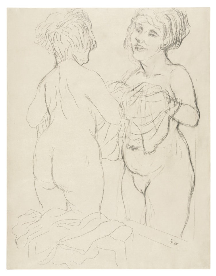 Zwei Frauen, Modelle by George Grosz