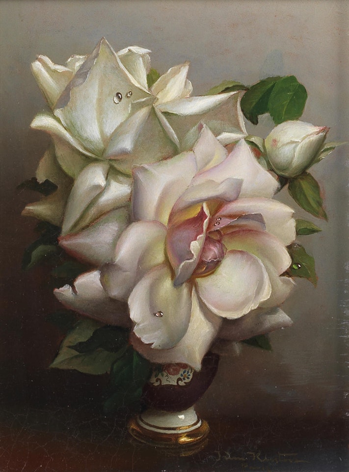 Still life of white roses by Irene Klestova