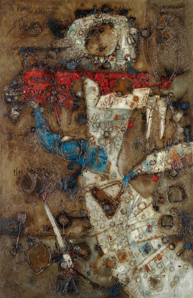 La dame au pichet et le chat rouge by Théo Tobiasse