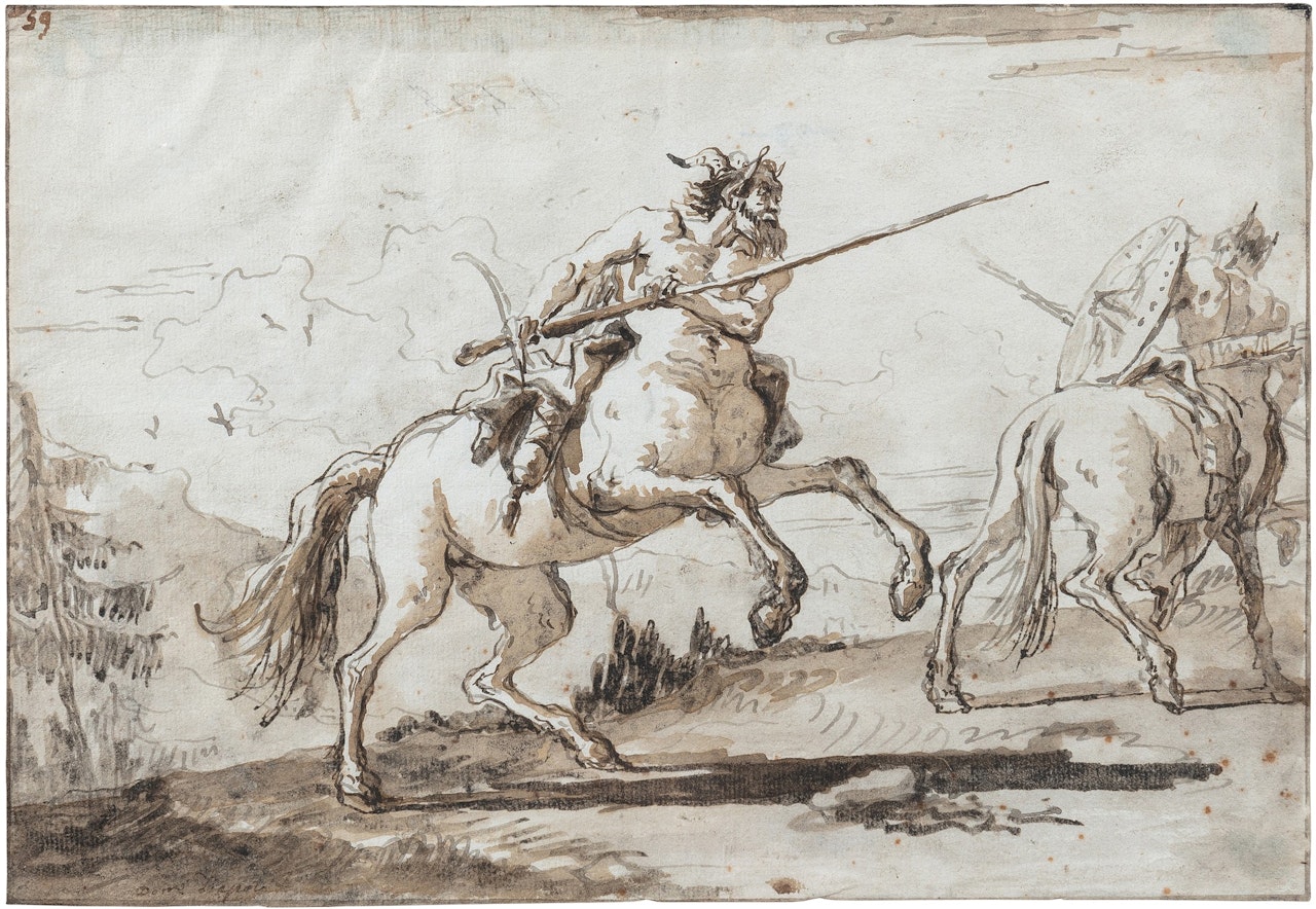 Two centaurs in combat by Giovanni Domenico Tiepolo